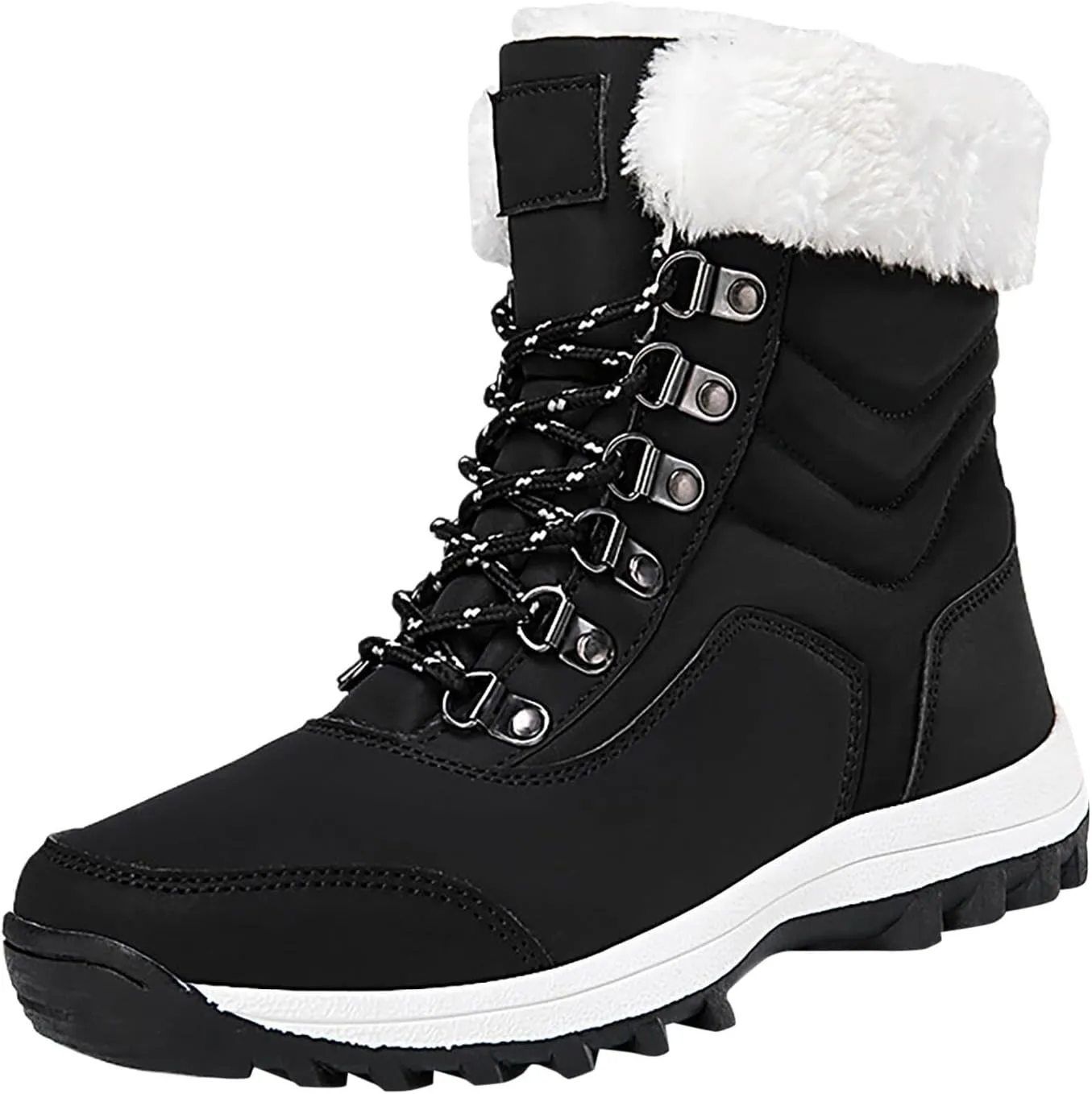 Snow Boots for Women Warm Winter Boots Lace Up Ankle Boots Waterproof Mid Calf Boots for Walking Hiking