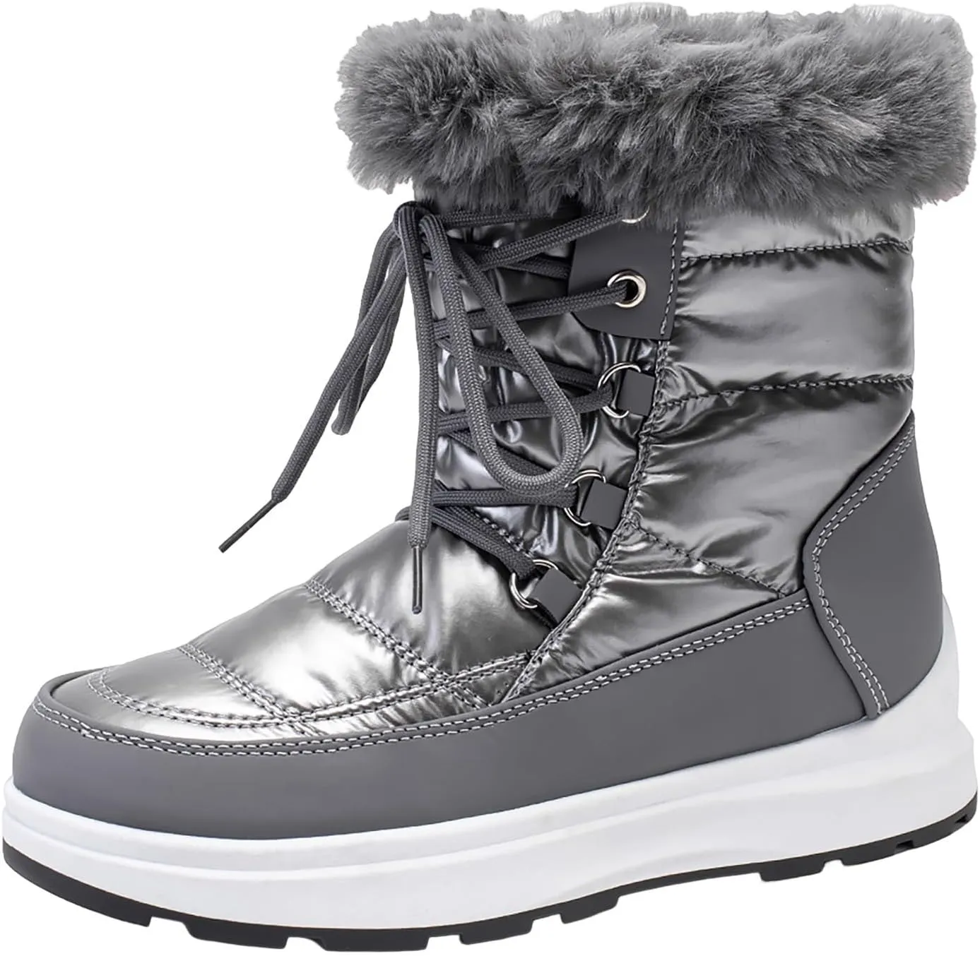 Snow Boots for Women Waterproof Anti-slip Winter Boots Classic Fuzzy Fur Booties Lightweight Slip on Ankle Boots Ladies Walking Hiking Booties