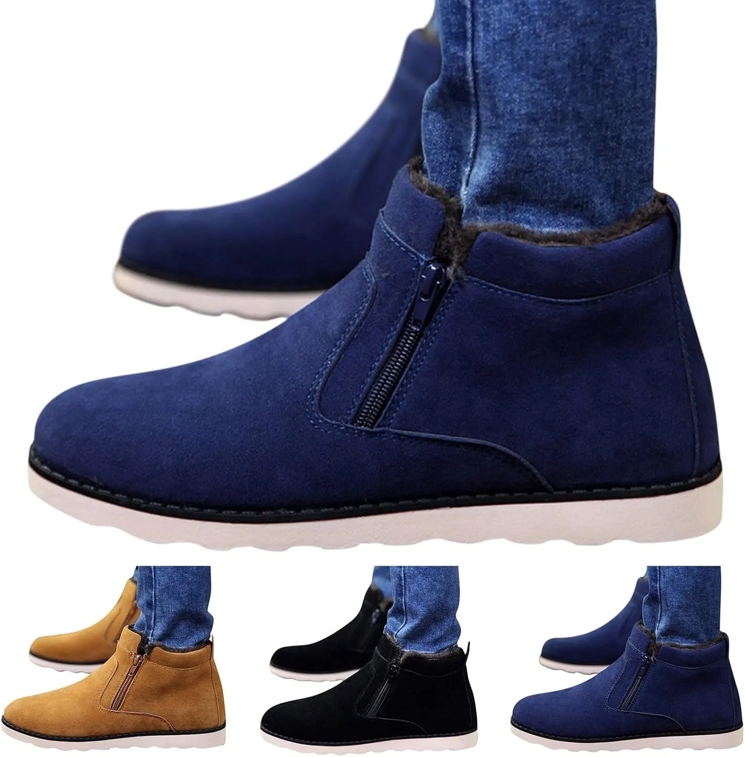 Snow Boots Men Warm Furry Lined Footwear Waterproof Outdoor Lightweight Winter Boots Non-slip Lace Up Ankle Boots for Cold Weather Hiking Boot Trekking Boots