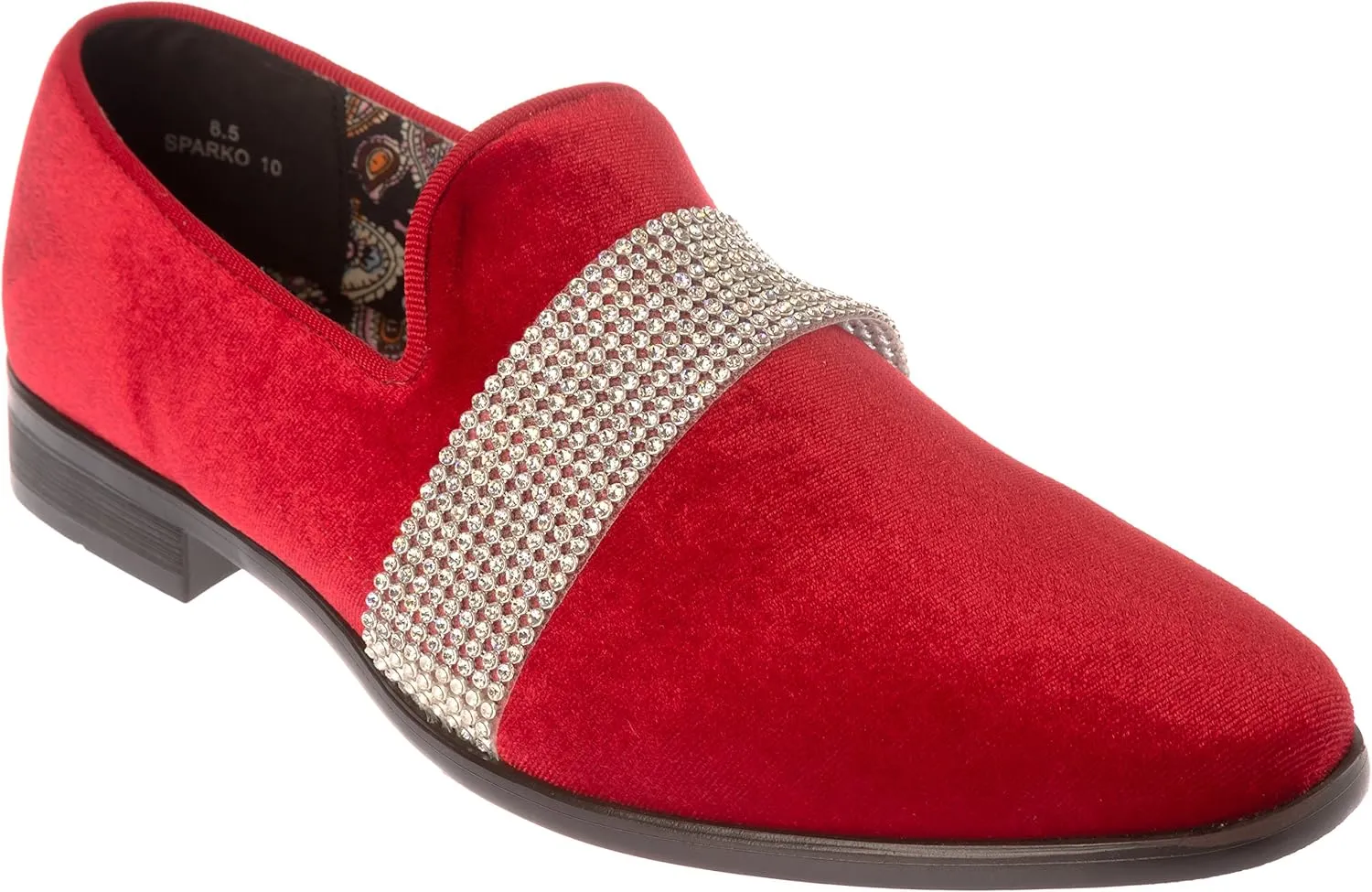 sparko10 Mens Slip-On Fashion-Loafer Sparkling-Glitter Dress-Shoes