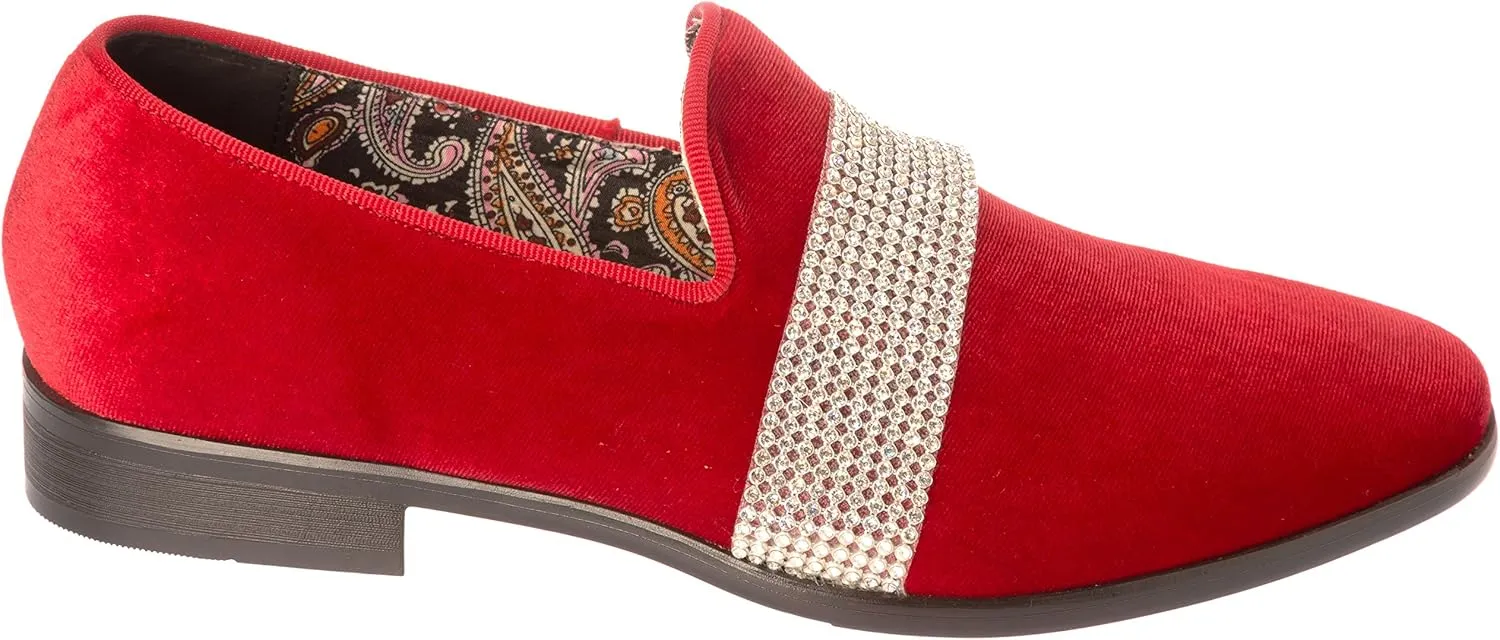sparko10 Mens Slip-On Fashion-Loafer Sparkling-Glitter Dress-Shoes