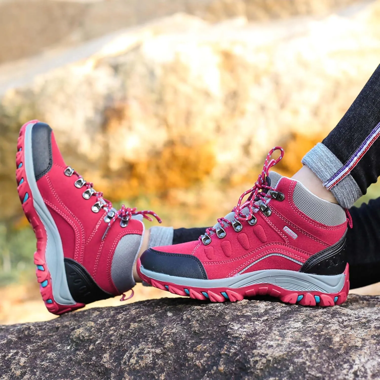Winter Universal Plus Size Hiking Shoes with Plush Insulation, Outdoor Cotton Shoes, Hiking Shoes, Travel Shoes, Lightweight Walking Boots
