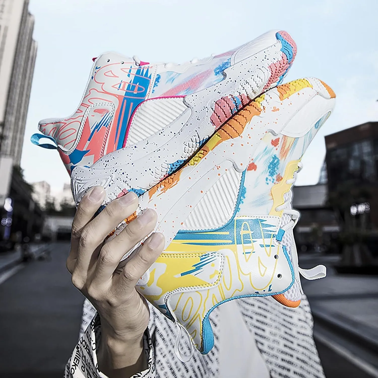 Women Men Basketball Shoes Fashion Running Sneakers Colorful Painting High Rebound Non-Slip Sport Shoes