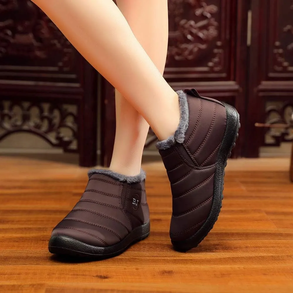 Women Snow Boots Waterproof Winter Boots Non Slip Fully Fur Booties Lightweight Slip on Ankle Boots Thickening Winter Shoes Walking Hiking Booties