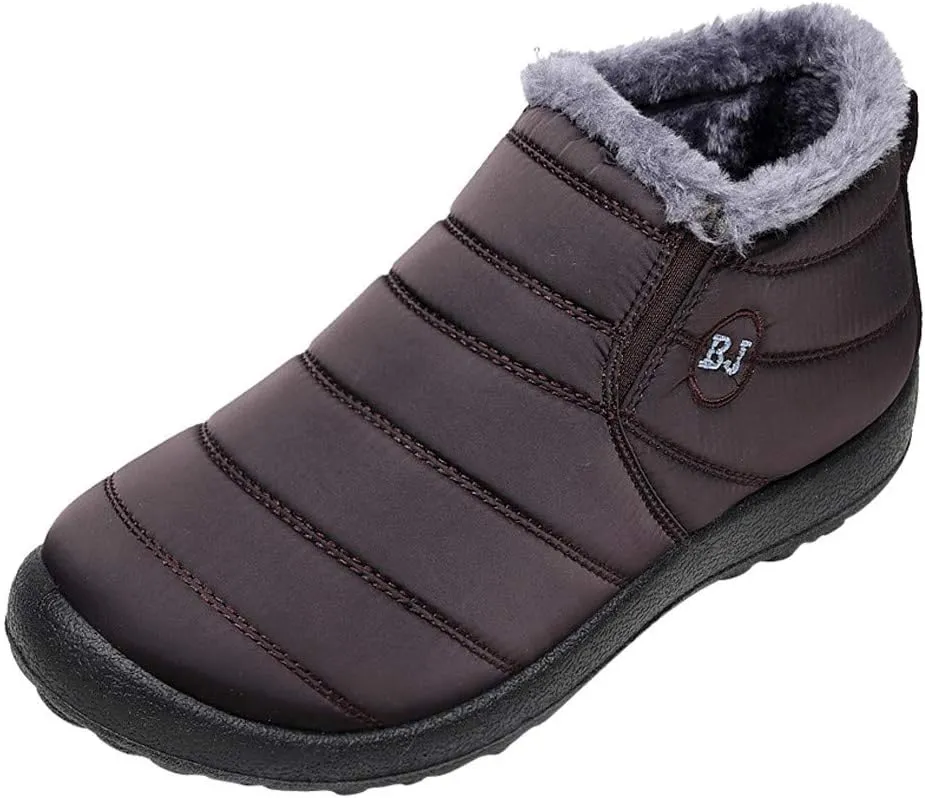 Women Snow Boots Waterproof Winter Boots Non Slip Fully Fur Booties Lightweight Slip on Ankle Boots Thickening Winter Shoes Walking Hiking Booties