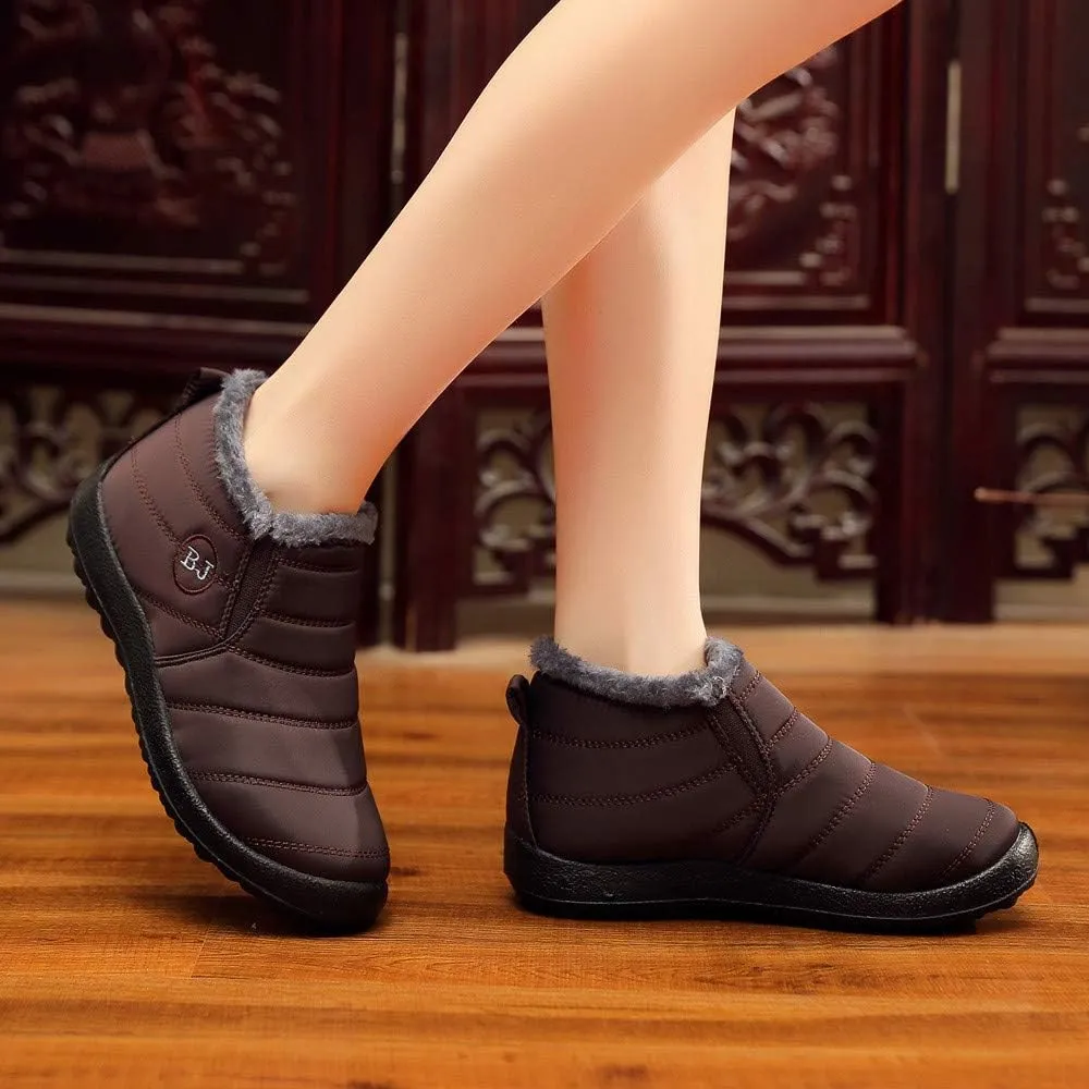 Women Snow Boots Waterproof Winter Boots Non Slip Fully Fur Booties Lightweight Slip on Ankle Boots Thickening Winter Shoes Walking Hiking Booties