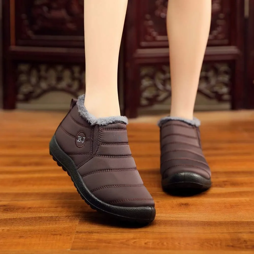 Women Snow Boots Waterproof Winter Boots Non Slip Fully Fur Booties Lightweight Slip on Ankle Boots Thickening Winter Shoes Walking Hiking Booties