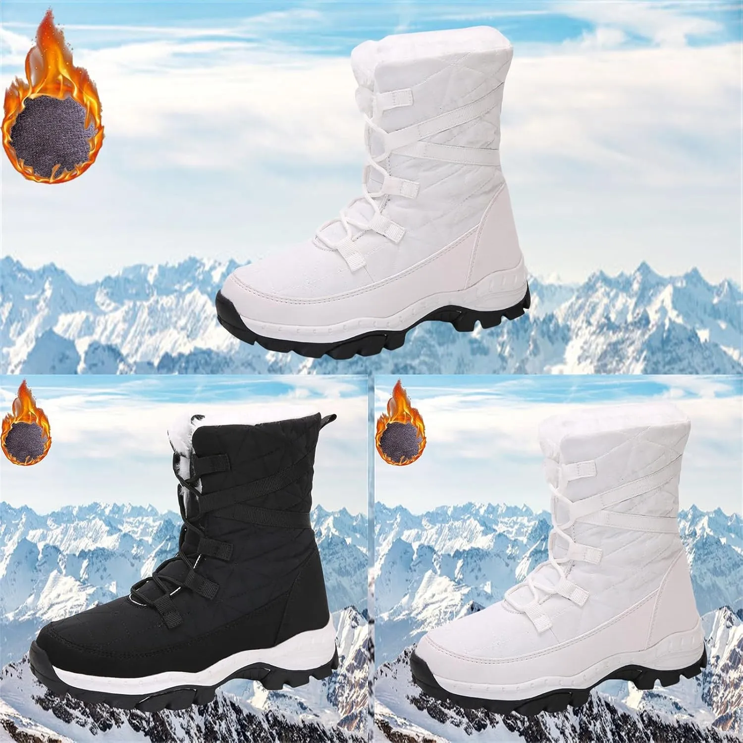 Womens Boots 2024 Winter Warm Snow Boots Ladies Casual Fashion Booties Ankle Boots Womens Mid Calf Boots