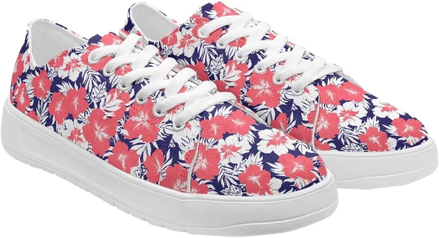 Womens Canvas Sneakers Flower Shoes for Women Comfortable & Trebdy Low Top Shoes