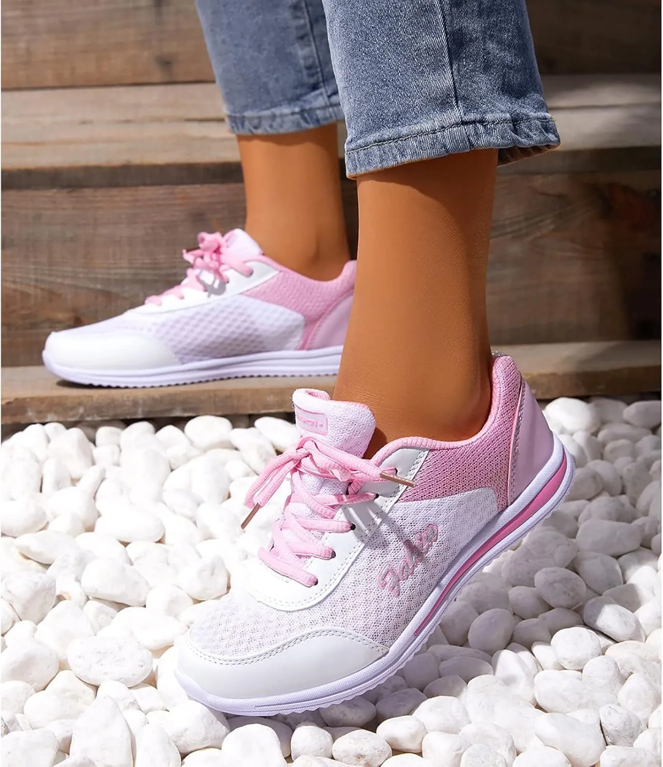 Womens Lace Up Walking Shoes Memory Foam Lightweight Comfort Tennis Shoes Womens Sport Women's Shoes Casual White Sneakers Steel Toe Tennis Shoe Trainers Shoe