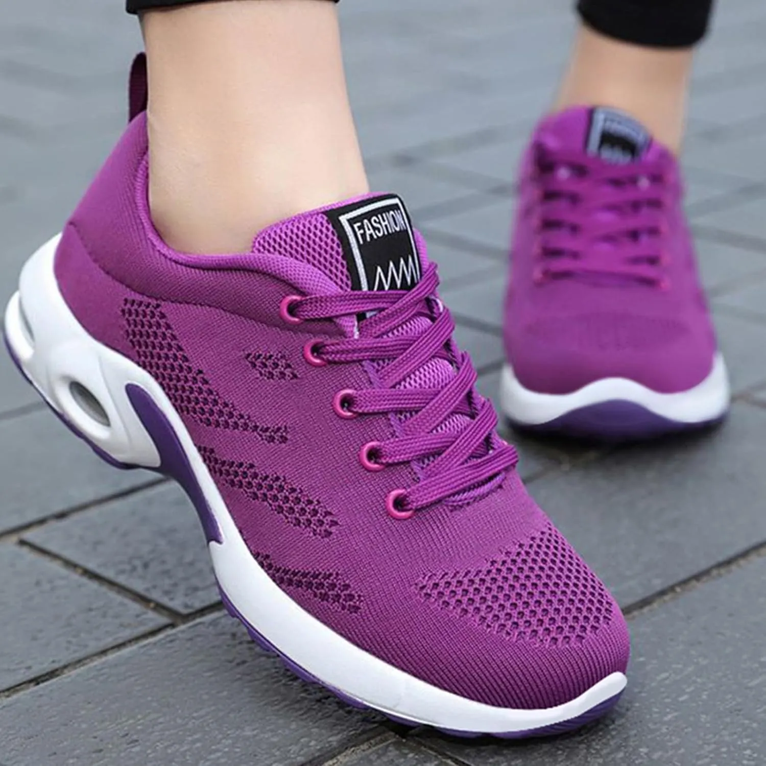 Womens Sneakers Athletic Gym Walking Fashion Sneakers Air Cushion Running Shoe Casual Comfortable Breathable Shoes Lightweight Jogging Sport Sneaker
