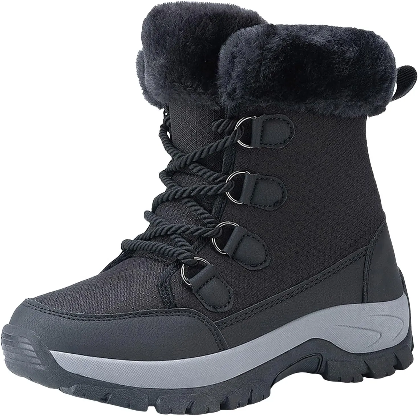 Womens Snow Boots Waterproof Winter Boots Lace Up Anti-slip Warm Fur Booties Winter Warm Outdoor Ankle Boots Thickening Winter Shoes Walking Hiking Boots