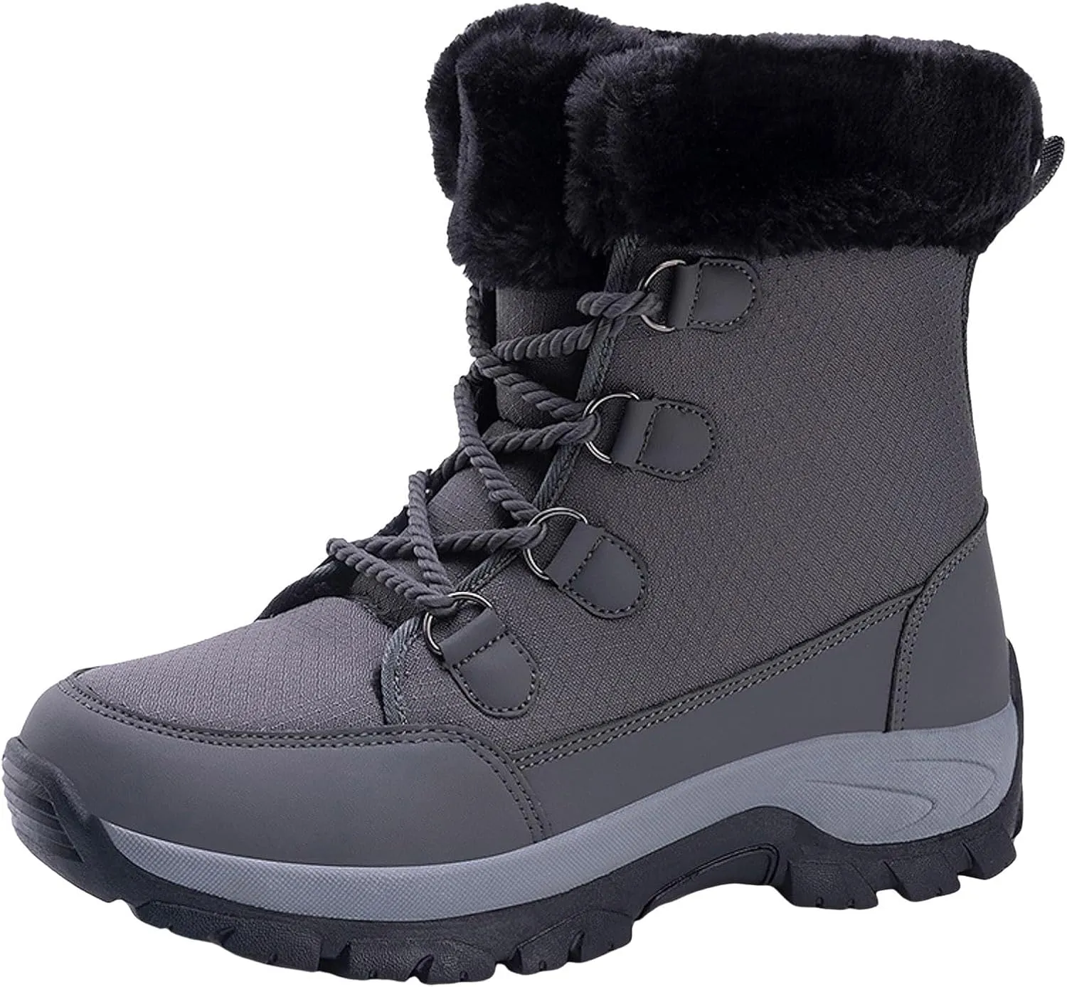 Womens Snow Boots Waterproof Winter Boots Lace Up Anti-slip Warm Fur Booties Winter Warm Outdoor Ankle Boots Thickening Winter Shoes Walking Hiking Boots
