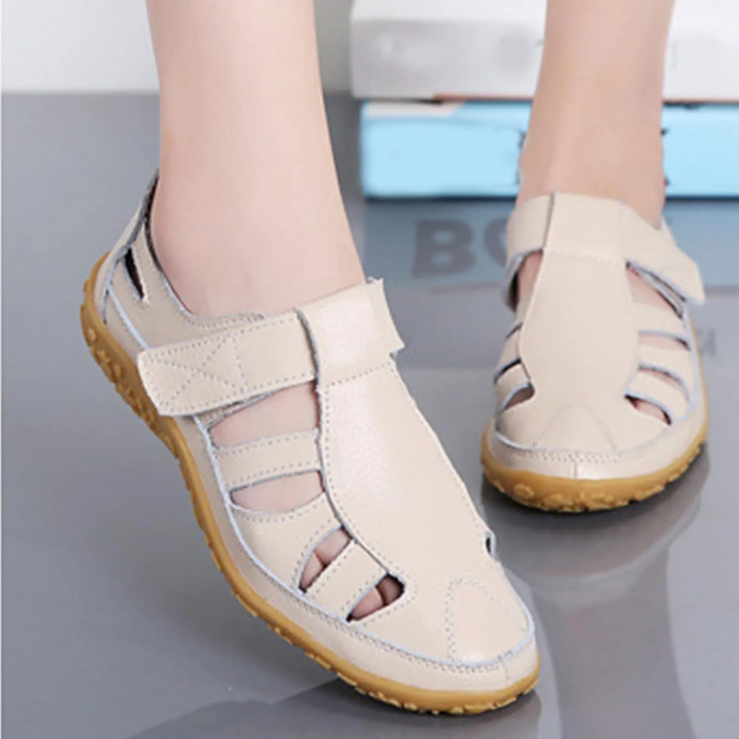 Women's Wedge Sandals Summer Dressy Closed Toe Hollow Out Bohemia Gladiator Shoes Comfortable Softsole Flat Beach Fisherman Sandals